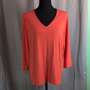 Chico's‎ Orange Relaxed 3/4 Sleeve Blouse